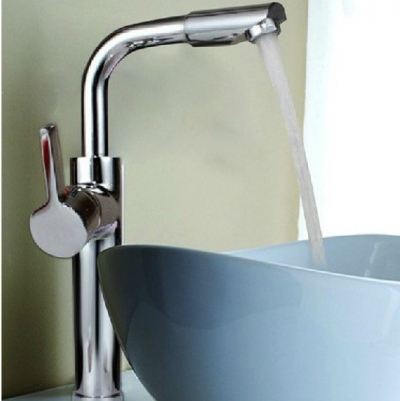 Wholesale And Retail Promotion Chrome Brass Tall 360 Swivel Spout Bsain Sink Faucet Single Handle Mixer Tap [Chrome Faucet-1497|]