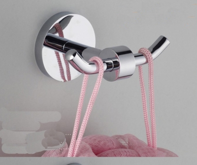 Wholesale And Retail Promotion Chrome Solid Brass Bathroom Wall Mounted 2 Robe Hooks & Hangers For Towel Coat