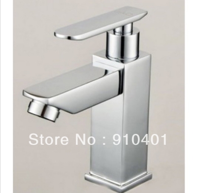 Wholesale And Retail Promotion Chrome Square Style Bath Basin Sink Faucet Single Handle Vessel Tap Cold Water
