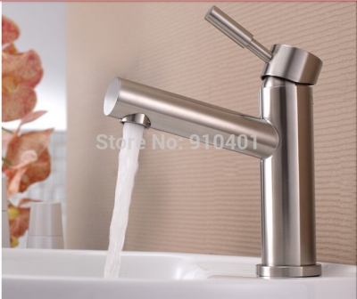 Wholesale And Retail Promotion Deck Mounted Brushed Nickel Bathroom Basin Faucet Single Handle Sink Mixer Tap