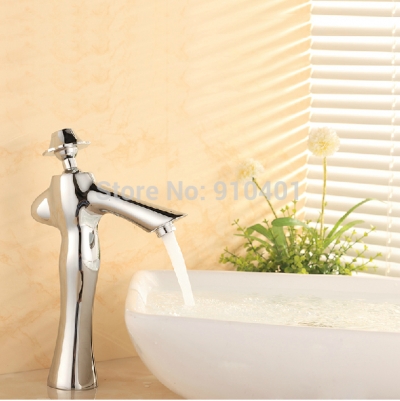 Wholesale And Retail Promotion Deck Mounted Chrome Brass Bathroom Basin Faucet Scarecrow Shape Sink Mixer Tap [Chrome Faucet-1371|]