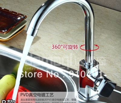 Wholesale And Retail Promotion Deck Mounted Chrome Brass Swivel Spout Kitchen Faucet Single Handle Mixer Tap [Chrome Faucet-895|]