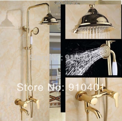 Wholesale And Retail Promotion Euro Classic Golden Brass Rain Shower Mixer Tap Bath Tub Faucet Single Handle