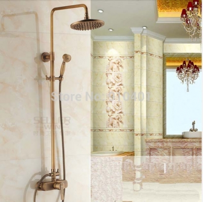 Wholesale And Retail Promotion Exposed Antique Brass Rain shower Faucet Set Hand Shower Mixer Tap Sinlge Handle