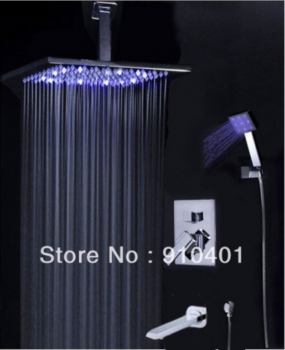 Wholesale And Retail Promotion LED Color Changing 8" Rain Shower Faucet Set Bathtub Mixer Tap With Hand Shower [LED Shower-3419|]
