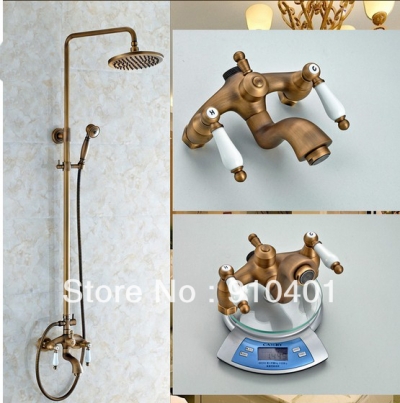 Wholesale And Retail Promotion Luxury 8" Round Rain Shower Faucet Bathtub Shower Mixer Tap Dual Ceramic Handles