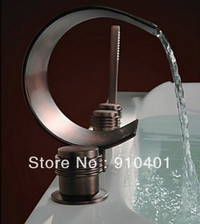 Wholesale And Retail Promotion Luxury Oil Rubbed Bronze Waterfall Bathroom Tub Mixer Tap 5 PCS Faucet 3 Handles [5 PCS Tub Faucet-183|]