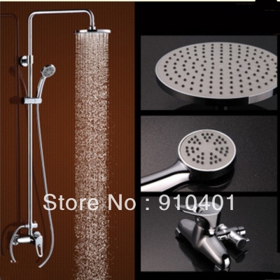 Wholesale And Retail Promotion Luxury Wall Mounted Chrome Bathroom 8" Rain Shower Faucet Set With Hand Shower [Chrome Shower-2172|]
