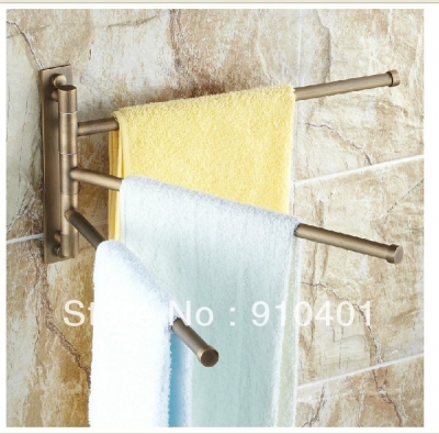 Wholesale And Retail Promotion Modern Antique Brass Wall Mounted Bathroom Towel Rack Holder Swivel 3 Towel Bars
