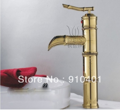 Wholesale And Retail Promotion Modern Golden Finish Bathroom Basin Faucet Bamboo Shape Vanity Sink Mixer Tap