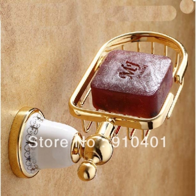 Wholesale And Retail Promotion Modern Golden Finish Wall Mounted Solid Brass Soap Dish Holder Bath Soap Basket