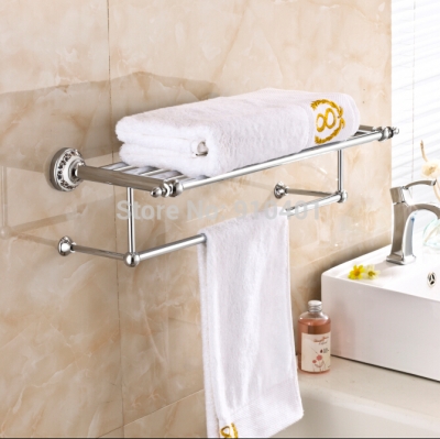 Wholesale And Retail Promotion Modern Luxury Chrome Brass Bathroom Towel Rack Holder Bath Shelf Towel Bar Hooks [Towel bar ring shelf-5051|]