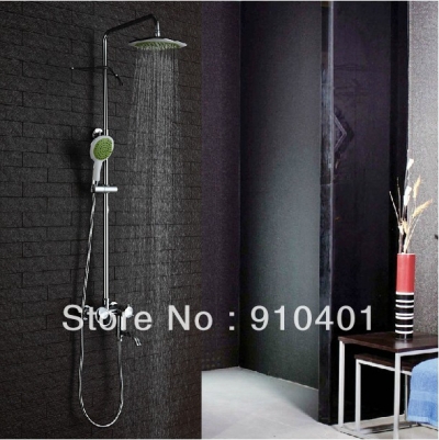 Wholesale And Retail Promotion NEW 8" Rain Green Shower Head Shower Faucet Set Bathtub Shower Column Mixer Tap