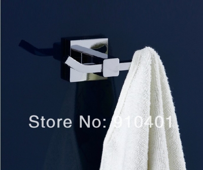 Wholesale And Retail Promotion NEW Chrome Brass Modern Square Hats/ Robe/ Towel Hook Rack Hangers Wall Mounted [Hook & Hangers-3046|]