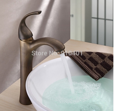 Wholesale And Retail Promotion NEW Deck Mounted Antique Brass Bathroom Basin Fauet Tall Sink Vanity Mixer Tap