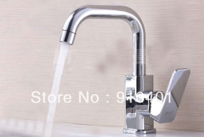 Wholesale And Retail Promotion NEW Deck Mounted Chrome Brass Bathroom Basin Faucet Swivel Spout Sink Mixer Tap [Chrome Faucet-1652|]