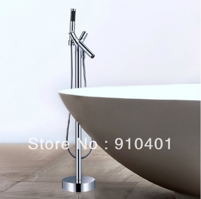Wholesale And Retail Promotion NEW Design Chrome Brass Bathtub Faucet Floor Mounted Free Standing Tub Filler