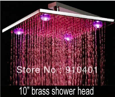 Wholesale And Retail Promotion NEW Design Wall Mounted 10" Brass Rain Shower Head LED Color Changing Shower [Shower head &hand shower-4058|]