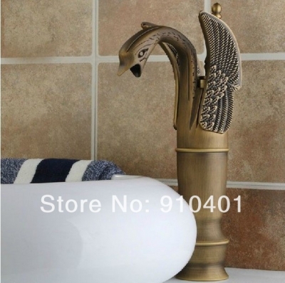 Wholesale And Retail Promotion NEW Euro Antique Brass Tall Bathroom Basin Faucet Single Handle Sink Mixer Tap [Antique Brass Faucet-312|]