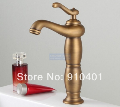 Wholesale And Retail Promotion NEW Luxury Antique Brass Bathroom Basin Faucet Tall Sink Mixer Tap Single Handle