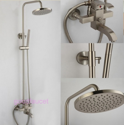 Wholesale And Retail Promotion NEW Luxury Brushed Nickel Bathroom Rain Shower Head & Bathtub Faucet Shower Set [Brushed Nickel Shower-801|]