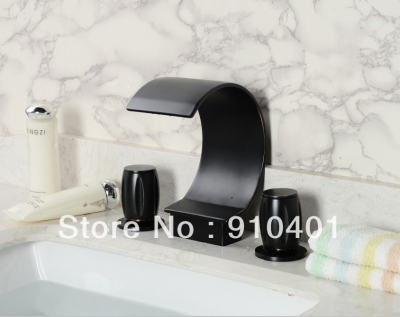 Wholesale And Retail Promotion NEW Oil Rubbed Bronze Waterfall Bathroom Basin Sink Faucet Dual Handle Mixer Tap