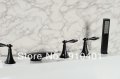 Wholesale And Retail Promotion NEW Oil-rubbed Bronze Bathroom Waterfall Tub Faucet 5PCS Mixer Tap W/Hand Shower