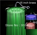 Wholesale And Retail Promotion NEW Polished Chrome Brass LED Shower Faucet Head 16