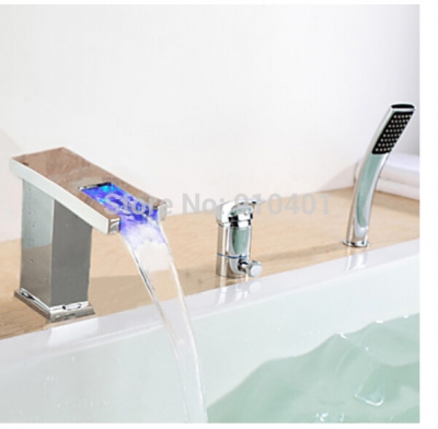 Wholesale And Retail Promotion NEW Slice Series Waterfall LED Bathroom Tub Faucet Single Handle With Diverter