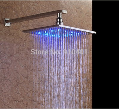 Wholesale And Retail Promotion NEW Solid Brass Wall Mounted 10" Rain Shower Head LED Colors + Shower Arm Chrome