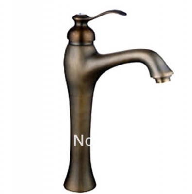 Wholesale And Retail Promotion New Antique Brass Deck Mounted Bathroom Baisin Faucet Single Handle Mixer Tap