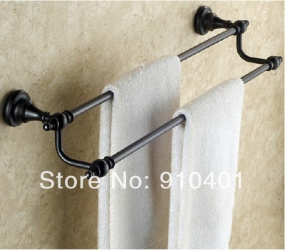 Wholesale And Retail Promotion Oil Rubbed Bronze Wall Mounted Bathroom Towel Rack Holder Dual Towel Bars Holder [Towel bar ring shelf-4825|]