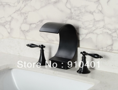 Wholesale And Retail Promotion Oil Rubbed Bronze Waterfall Bath Basin Deck Mounted Sink Mixer Tap Dual Handle [Oil Rubbed Bronze Faucet-3655|]
