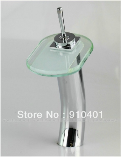 Wholesale And Retail Promotion Round Style Chrome Brass Bathroom Basin Faucet Waterfall Glass Spout Mixer Tap