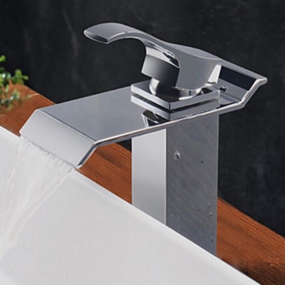 Wholesale And Retail Promotion Solid Brass Waterfall Bathroom Sink Vessel Faucet Basin Chrome Finish Mixer Tap