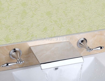 Wholesale And Retail Promotion Wall Mounted Luxury Waterfall Bathroom Basin Faucet Dual Handles Sink Mixer Tap