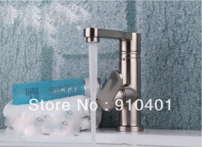 Wholesale And Retain Promotion Brushed Nickel Bathroom Sink Faucet Swivel Spout Sink Mixer Tap Single Handle