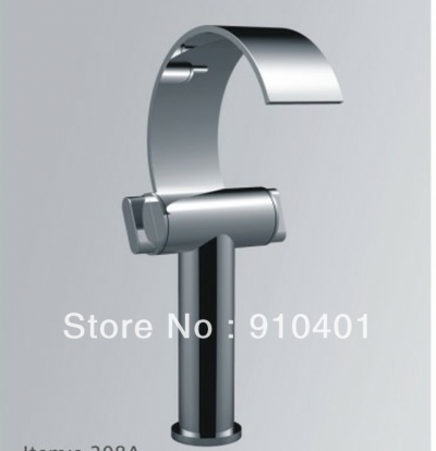 Wholesale and Retail Promotion Tall Style Deck Mounted Waterfall Bathroom Basin Faucet Sink Mixer Tap 2 Handles