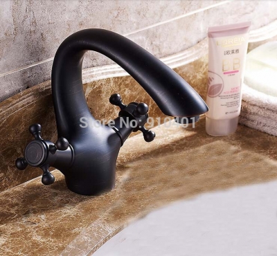 Wholesale and retail Promotion Oil Rubbed Bronze Bathroom Carved Bathroom Faucet Vanity Sink Mixer Tap 2 Levers [Oil Rubbed Bronze Faucet-3702|]