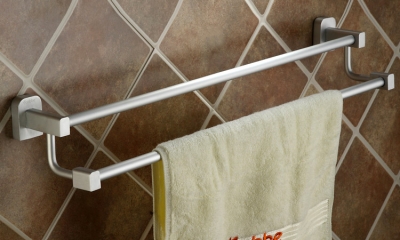 aluminum double rod towel holder rack shelf bathroom hardware accessories bathroom towel