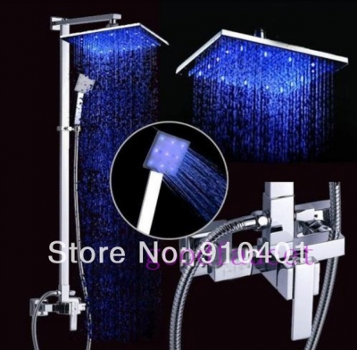 wholesale and retail Promotion NEWLED 12" Rain Shower Faucet Set Single Handle Mixer Valve W/ Hand Shower Chrome [LED Shower-3457|]