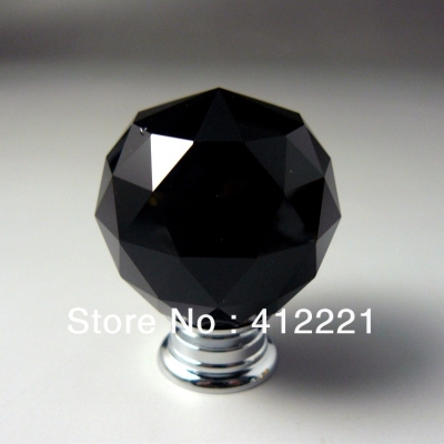 - 10pcs/lot Nice 40 mm Original Black Color Crystal glass Cupboard Knob Handle Pull Factory Directly Sell In Chrome [CrystalDoorknob&Furniturehandle-169|]