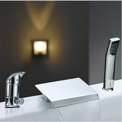 Brand NEW Waterfall Widespread Bathtub Faucet Sink Mixer Tap w/hand Shower Deck Mounted