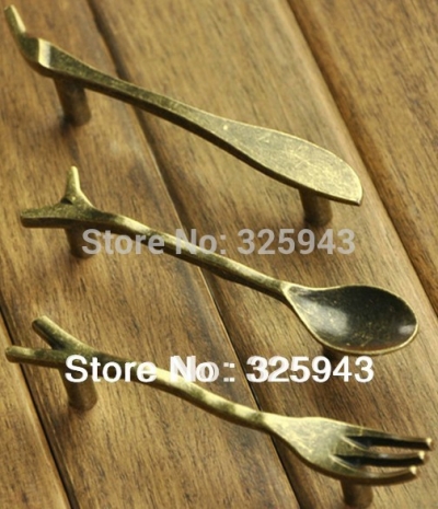 Bronze Spoon Knife Fork Kitchen Cabinet Cupboard Closet Drawer Handle Pulls Bars [Antique Pull-28|]