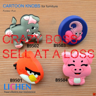 Chinese LICHEN Cartoon knobs (12 pcs/lot) Soft PVC PIG Drawer Cabinet Door Knobs knob handle [Cartoon Knobs(PVC Knobs)-26|]