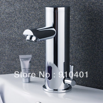 Chrome Water Saving Automatic Infared Sensor Bathroom Sink Bar Basin Faucet Mixer Hot & Cold Tap Single Handle