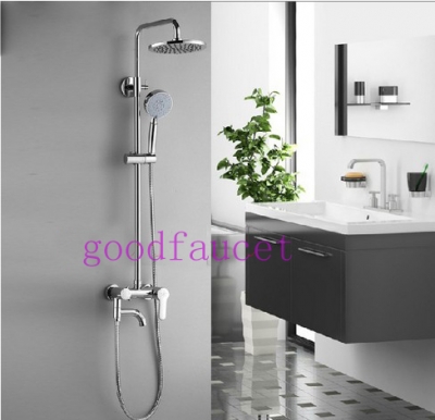 Contemporary Luxury Wall Mounted Rainfall 8"Shower Faucet Column Set With Tub Mixer Bath Shower