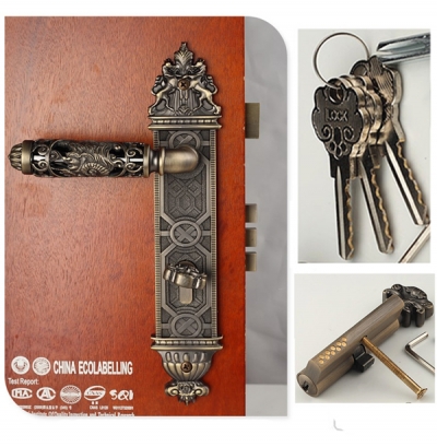 European style classical bronze handle door lock high grade zinc alloy lockset for gate lockset richly [Front panel lock-631|]