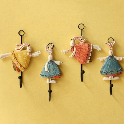 Fashion resin iron robe hook rural style wall door coat hooks home decoration clothes coat bag hat key hanging hook