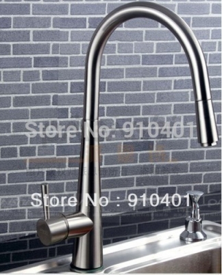 New Contemporary luxury kitchen faucet pull down swivel solid brass sink mixer tap single handle (brushed nickel